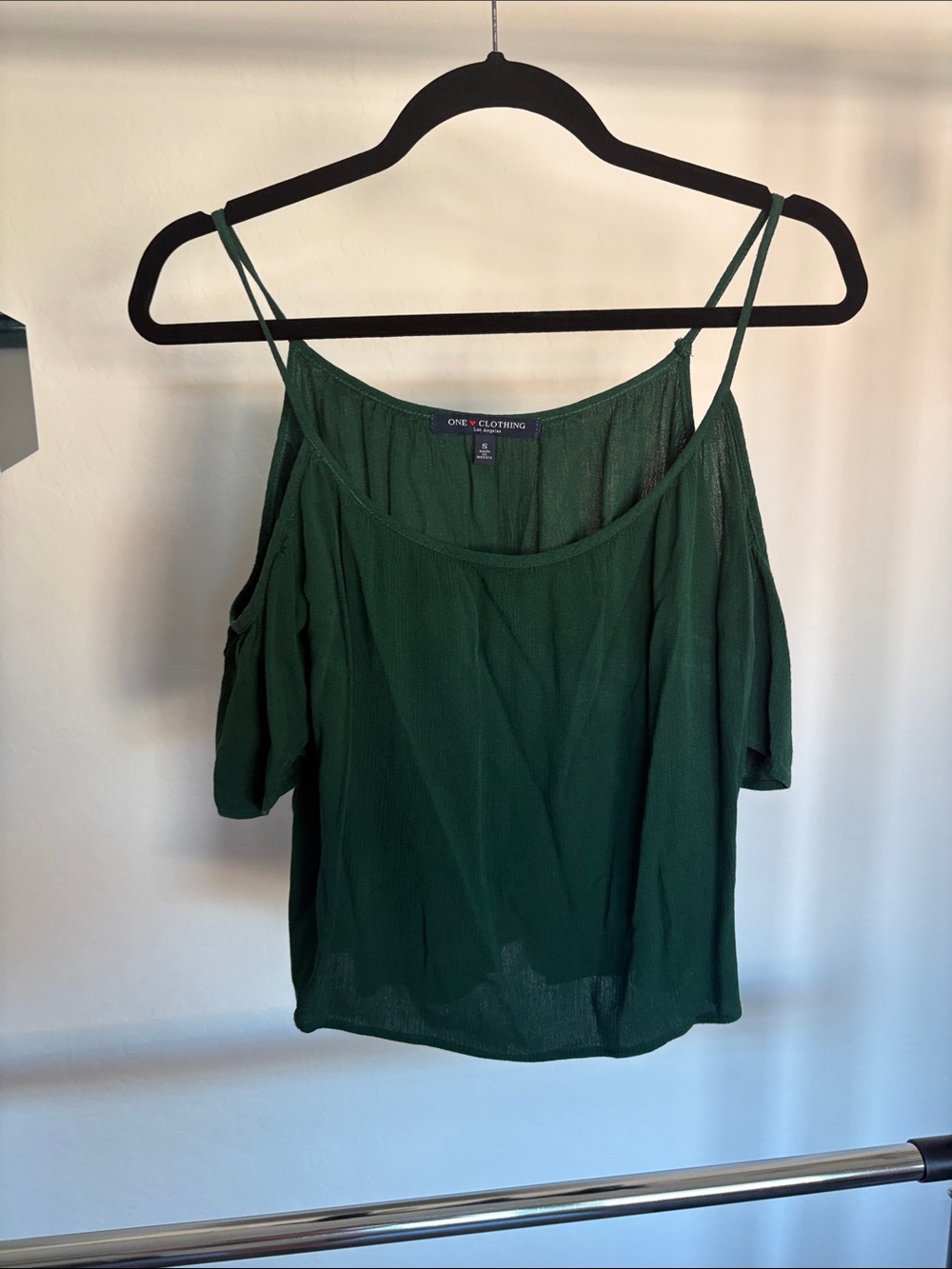 one clothing dark green cold-shoulder camisole